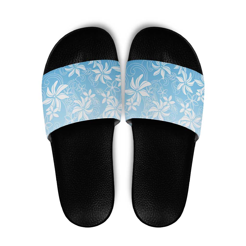 Tiare Tahiti Slide Sandals Blue Polynesia Motifs - Polynesian Pride