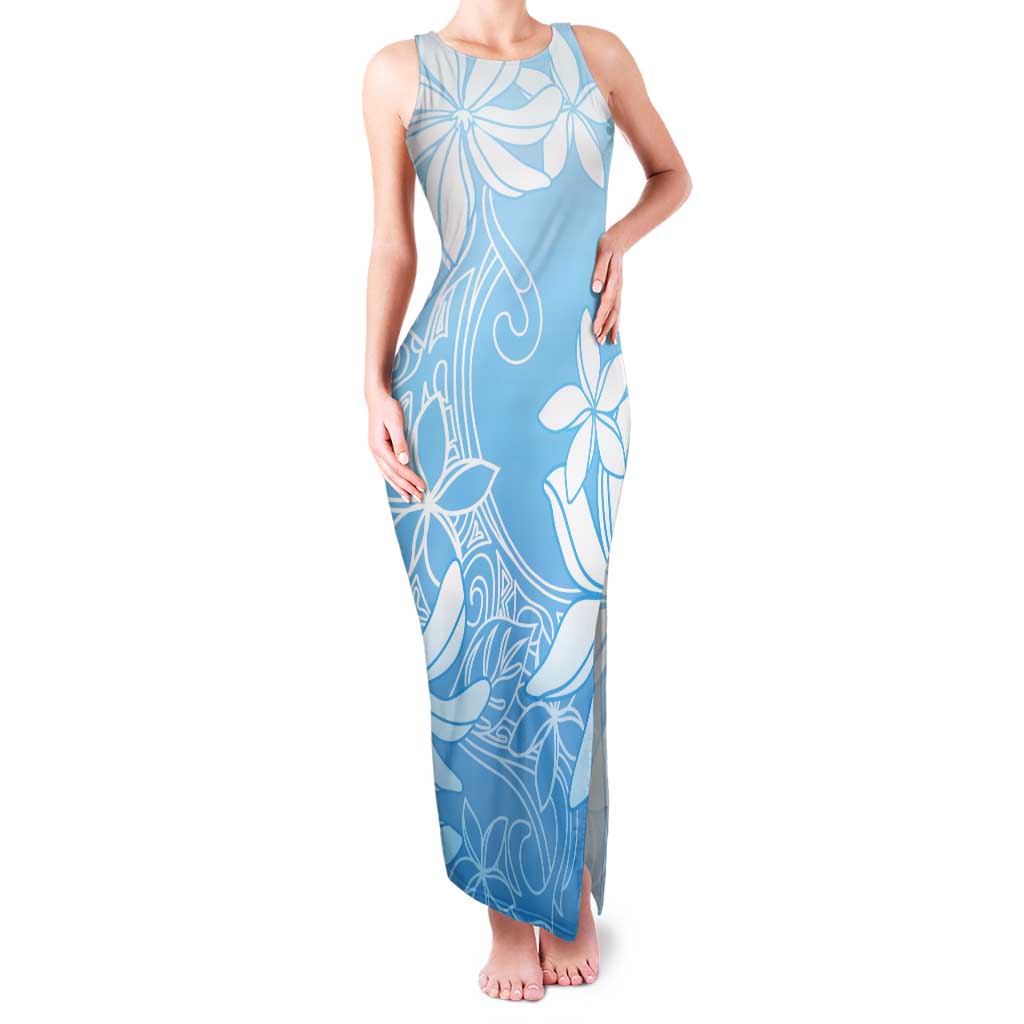 Tiare Tahiti Tank Maxi Dress Blue Polynesia Motifs - Polynesian Pride