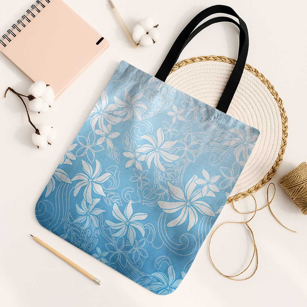 Tiare Tahiti Tote Bag Blue Polynesia Motifs - Polynesian Pride