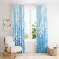 Tiare Tahiti Window Curtain Blue Polynesia Motifs - Polynesian Pride