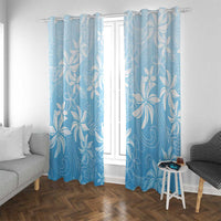 Tiare Tahiti Window Curtain Blue Polynesia Motifs - Polynesian Pride