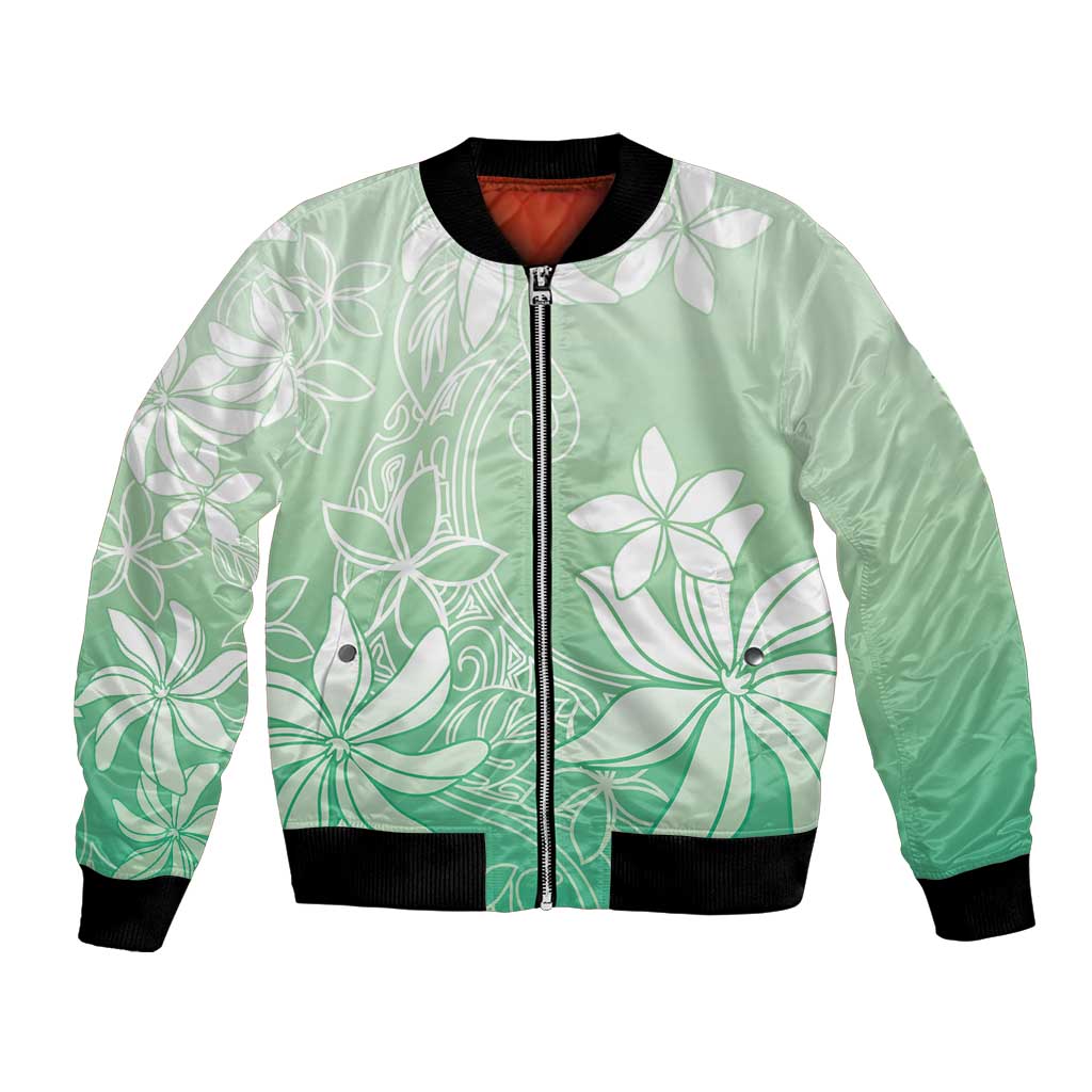 Tiare Tahiti Bomber Jacket Matcha Polynesia Motifs - Polynesian Pride