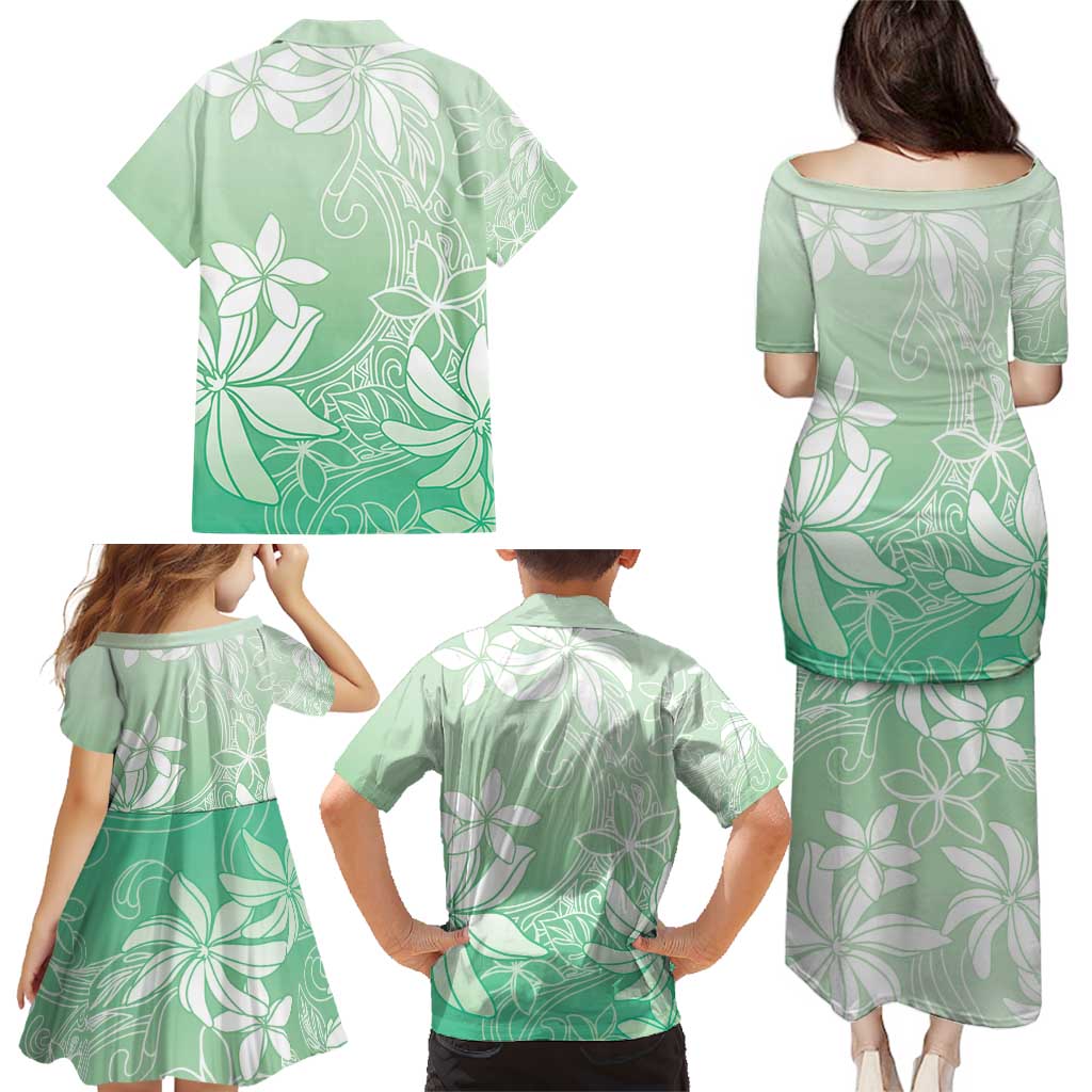 Tiare Tahiti Family Matching Puletasi and Hawaiian Shirt Matcha Polynesia Motifs - Polynesian Pride