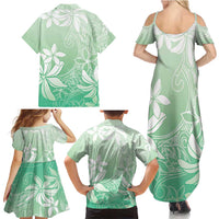 Tiare Tahiti Family Matching Summer Maxi Dress and Hawaiian Shirt Matcha Polynesia Motifs - Polynesian Pride