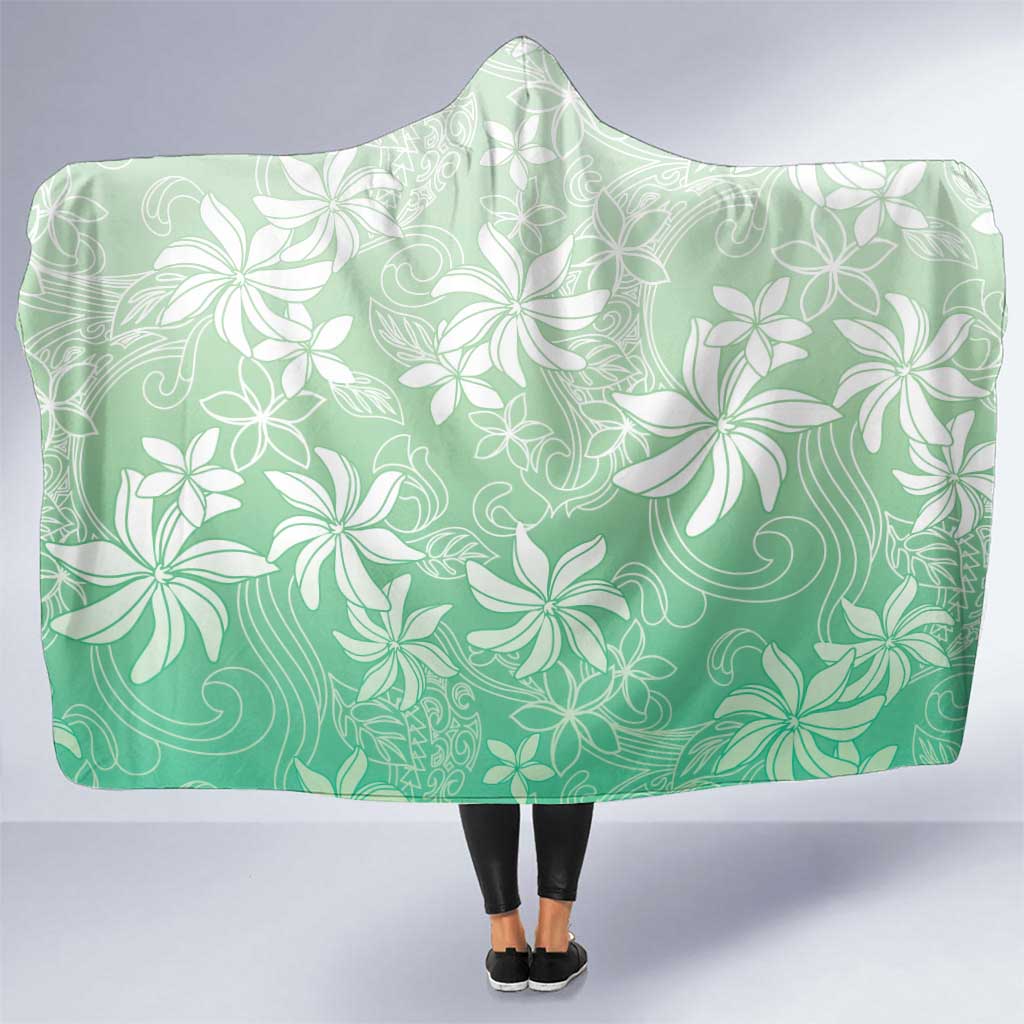 Tiare Tahiti Hooded Blanket Matcha Polynesia Motifs - Polynesian Pride