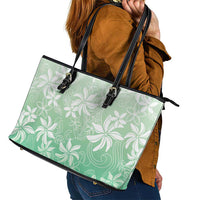 Tiare Tahiti Leather Tote Bag Matcha Polynesia Motifs - Polynesian Pride