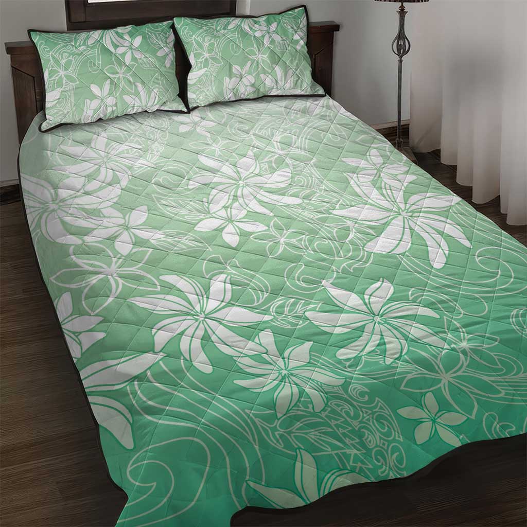 Tiare Tahiti Quilt Bed Set Matcha Polynesia Motifs - Polynesian Pride