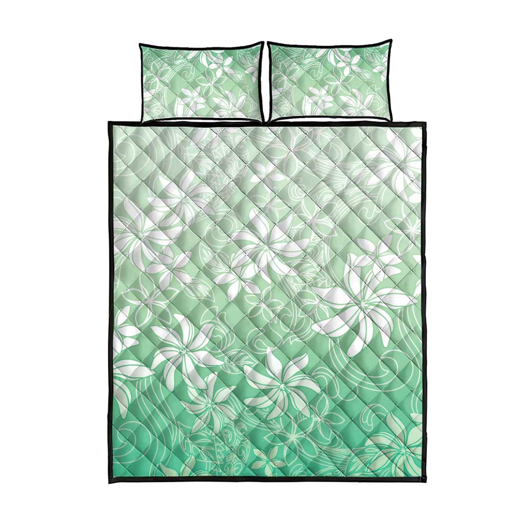 Tiare Tahiti Quilt Bed Set Matcha Polynesia Motifs - Polynesian Pride