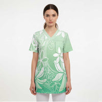 Tiare Tahiti Scrub Top Matcha Polynesia Motifs - Polynesian Pride