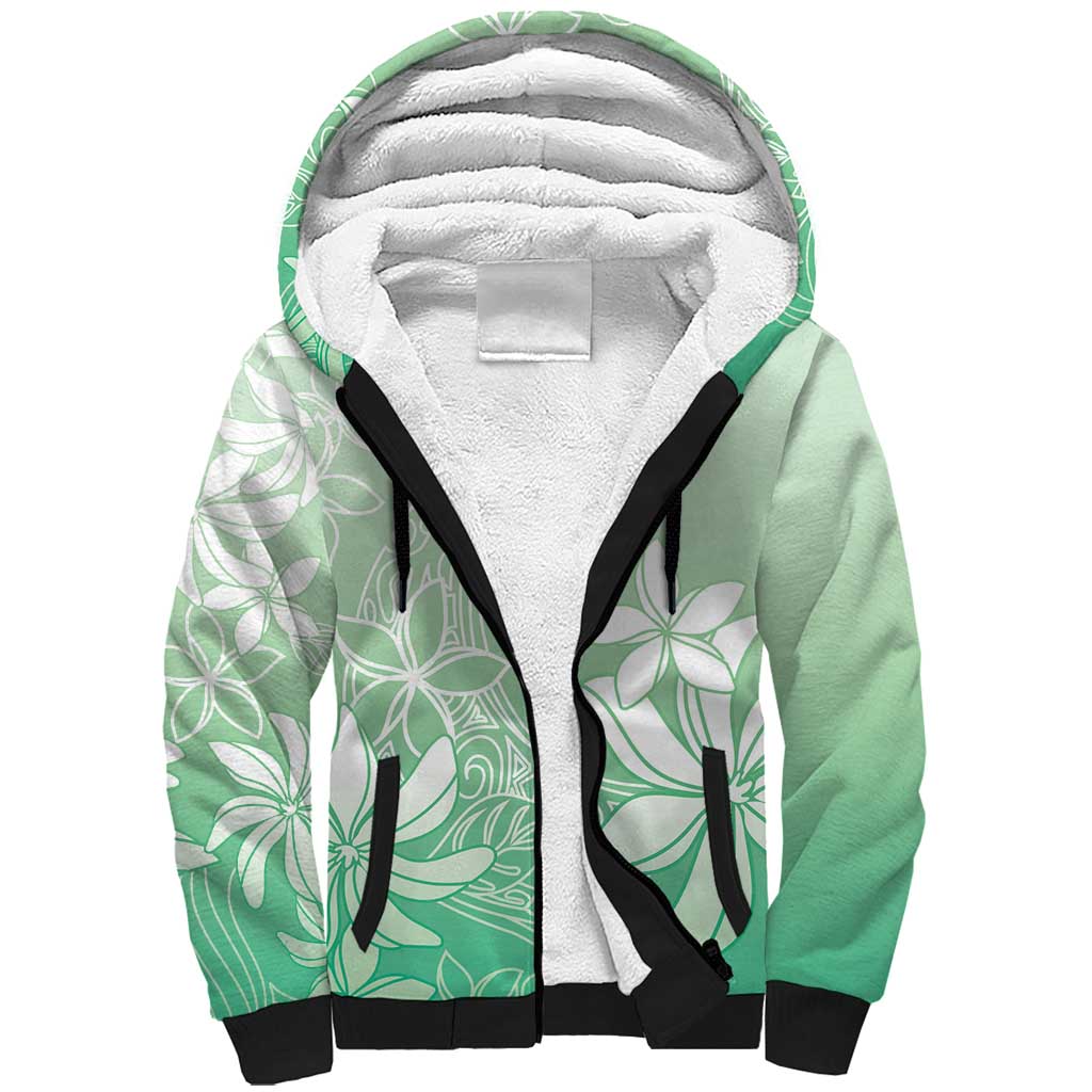 Tiare Tahiti Sherpa Hoodie Matcha Polynesia Motifs - Polynesian Pride