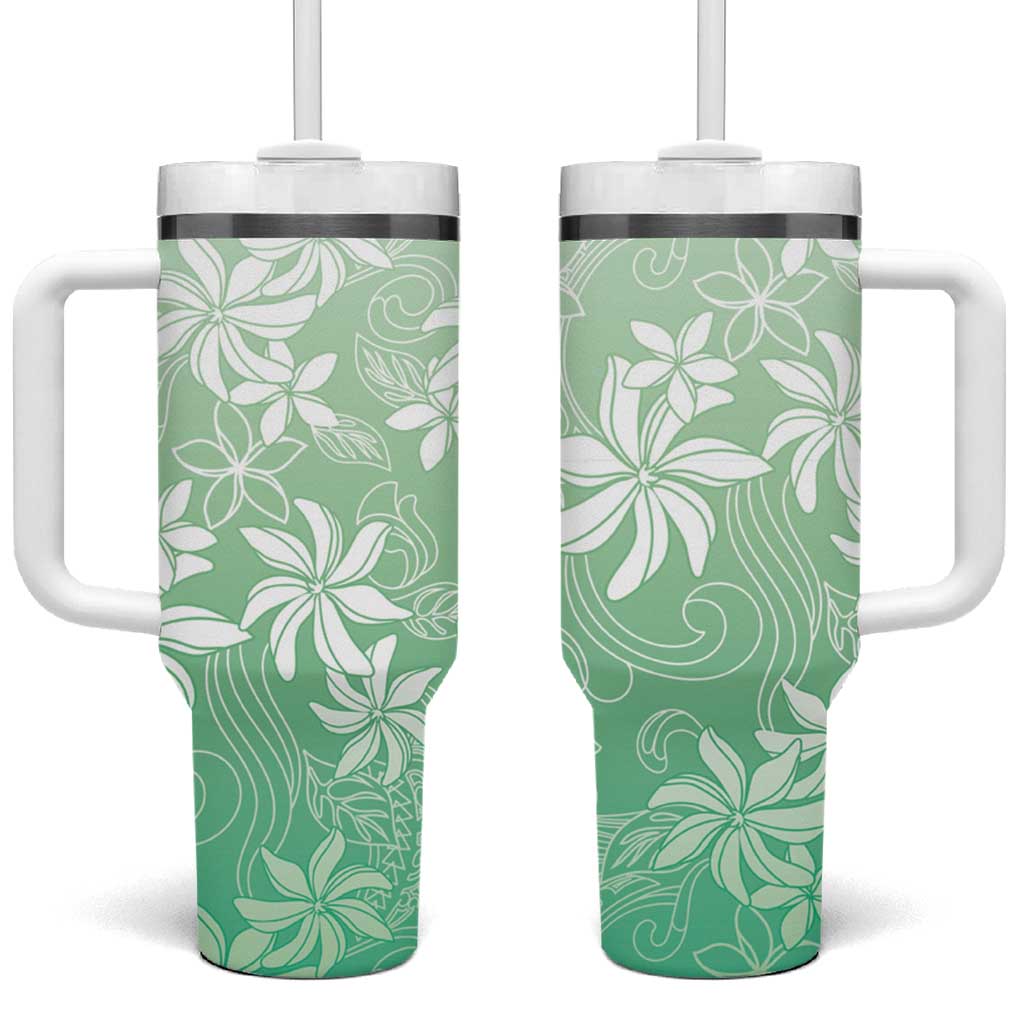 Tiare Tahiti Tumbler With Handle Matcha Polynesia Motifs - Polynesian Pride