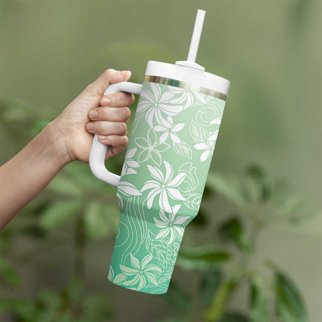 Tiare Tahiti Tumbler With Handle Matcha Polynesia Motifs - Polynesian Pride