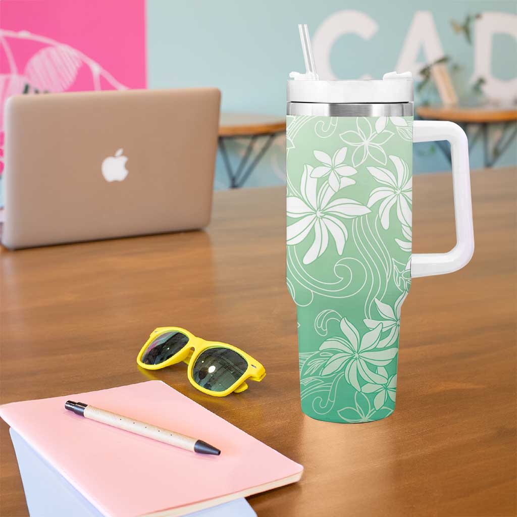 Tiare Tahiti Tumbler With Handle Matcha Polynesia Motifs - Polynesian Pride