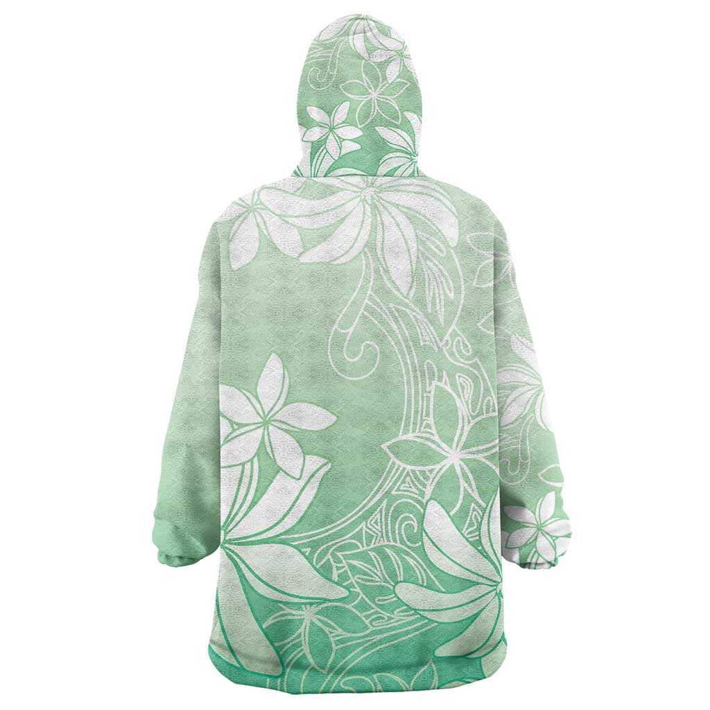 Tiare Tahiti Wearable Blanket Hoodie Matcha Polynesia Motifs - Polynesian Pride