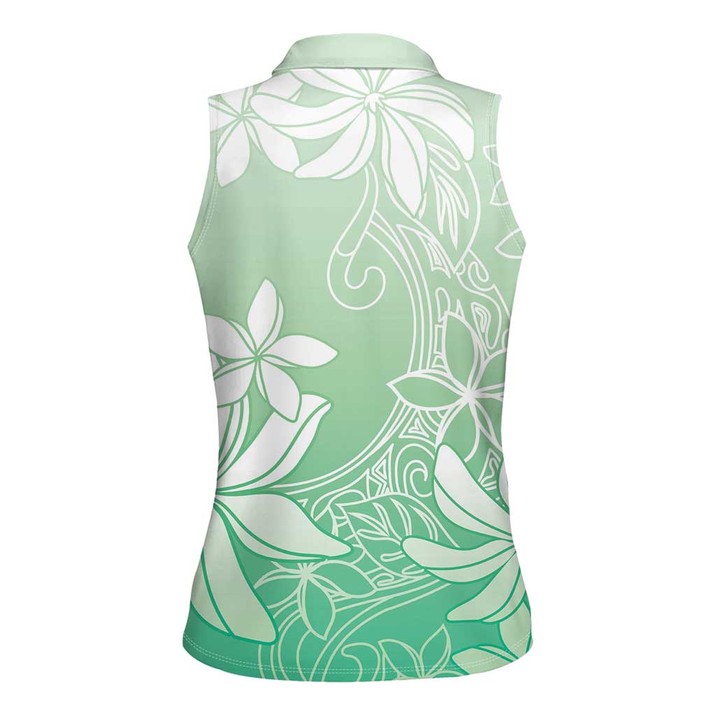 Tiare Tahiti Women Sleeveless Polo Shirt Matcha Polynesia Motifs - Polynesian Pride