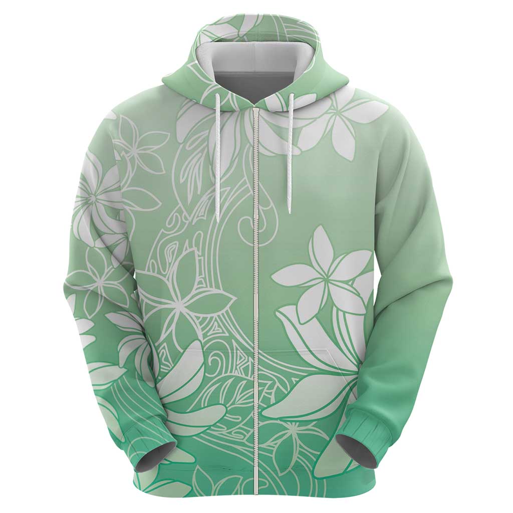 Tiare Tahiti Zip Hoodie Matcha Polynesia Motifs - Polynesian Pride