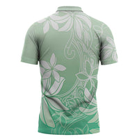 Tiare Tahiti Zipper Polo Shirt Matcha Polynesia Motifs - Polynesian Pride