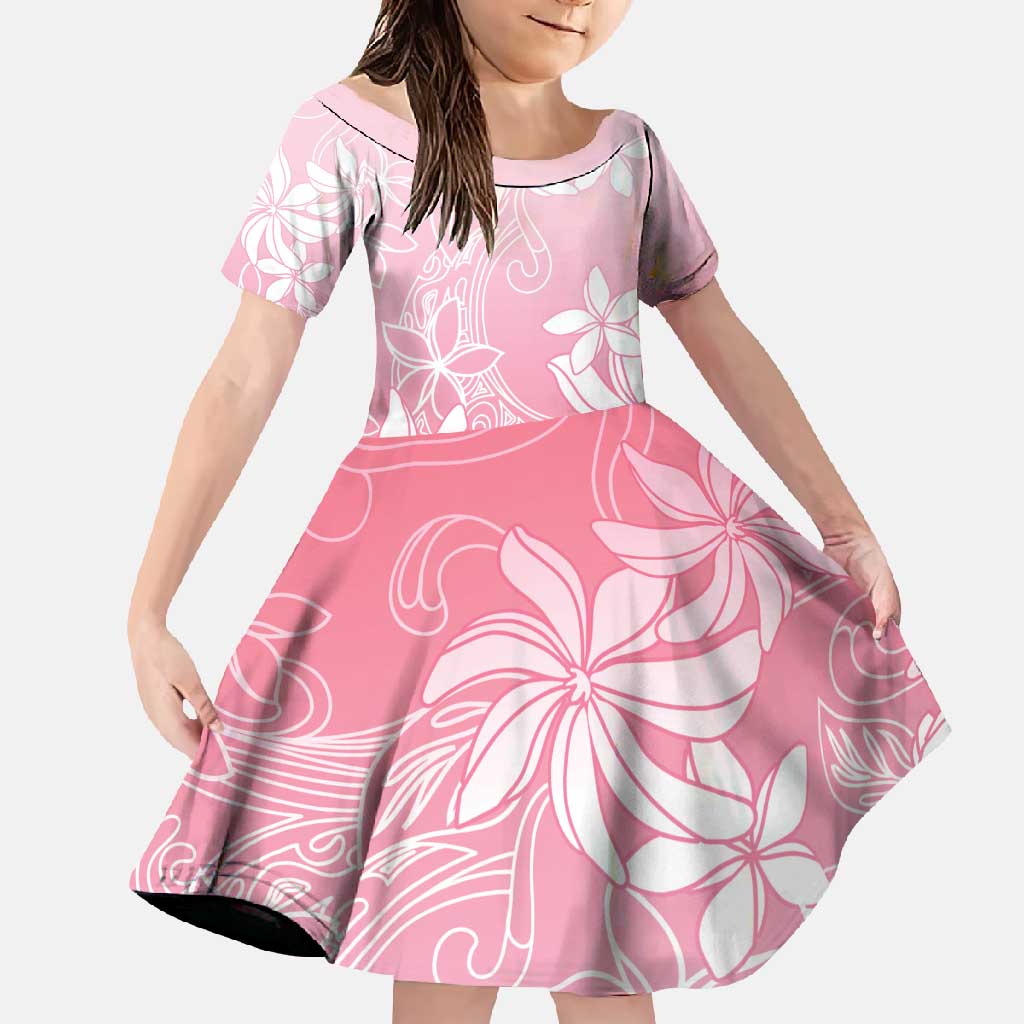 Tiare Tahiti Family Matching Long Sleeve Bodycon Dress and Hawaiian Shirt Pink Polynesia Motifs - Polynesian Pride