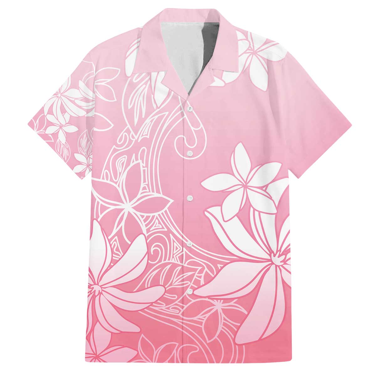 Tiare Tahiti Family Matching Off The Shoulder Long Sleeve Dress and Hawaiian Shirt Pink Polynesia Motifs - Polynesian Pride