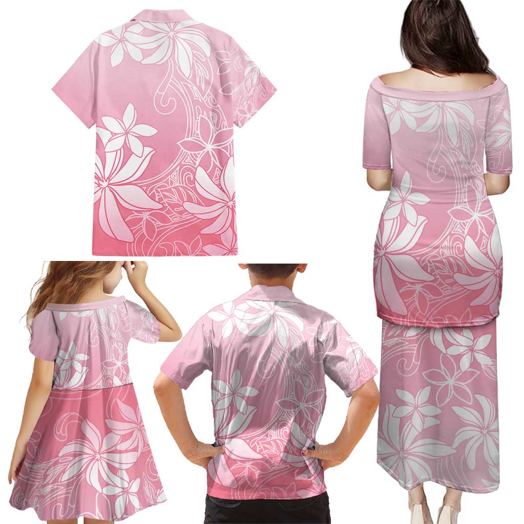 Tiare Tahiti Family Matching Puletasi and Hawaiian Shirt Pink Polynesia Motifs - Polynesian Pride