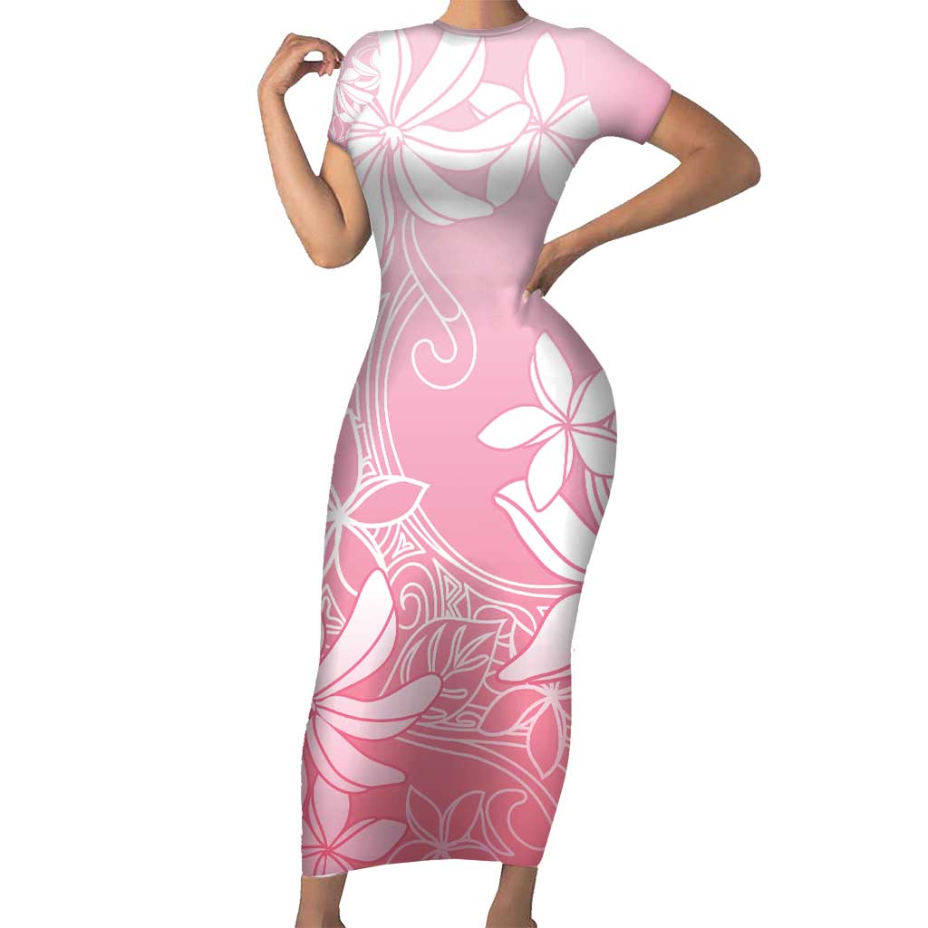 Tiare Tahiti Family Matching Short Sleeve Bodycon Dress and Hawaiian Shirt Pink Polynesia Motifs - Polynesian Pride