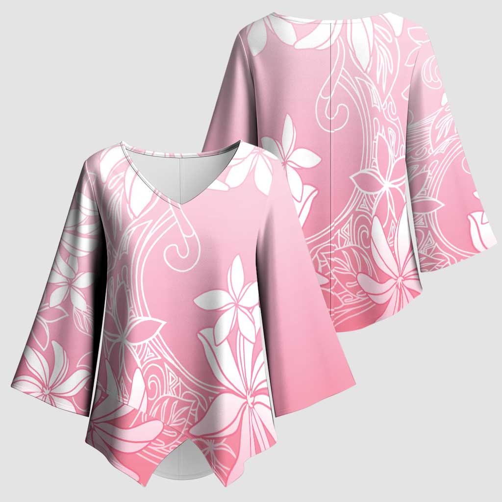 Tiare Tahiti Kimono Sleeve Blouse Pink Polynesia Motifs - Polynesian Pride