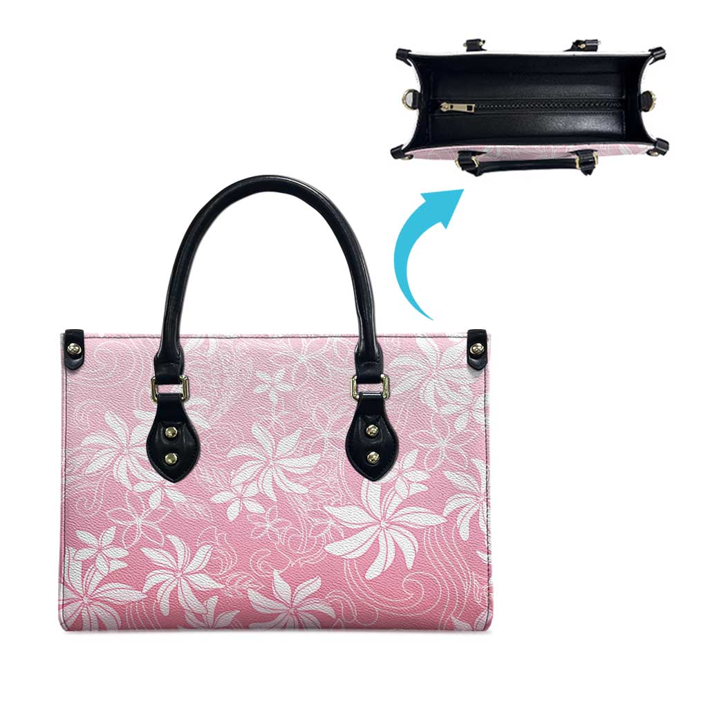 Tiare Tahiti Leather Bag Pink Polynesia Motifs - Polynesian Pride