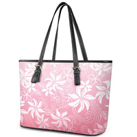 Tiare Tahiti Leather Tote Bag Pink Polynesia Motifs - Polynesian Pride