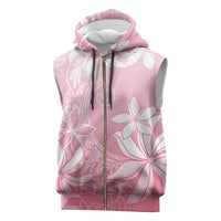 Tiare Tahiti Sleeveless Zip Hoodie Pink Polynesia Motifs - Polynesian Pride