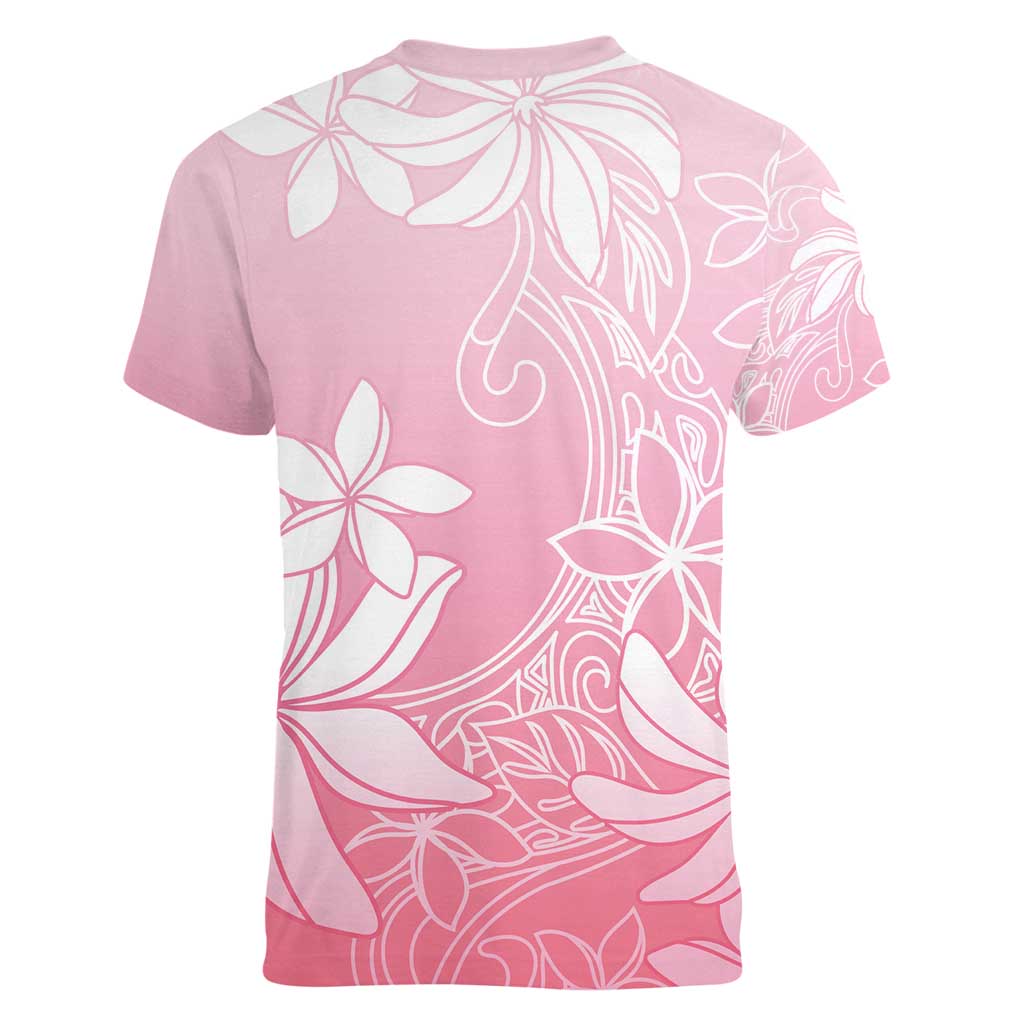 Tiare Tahiti Women V-Neck T-Shirt Pink Polynesia Motifs - Polynesian Pride