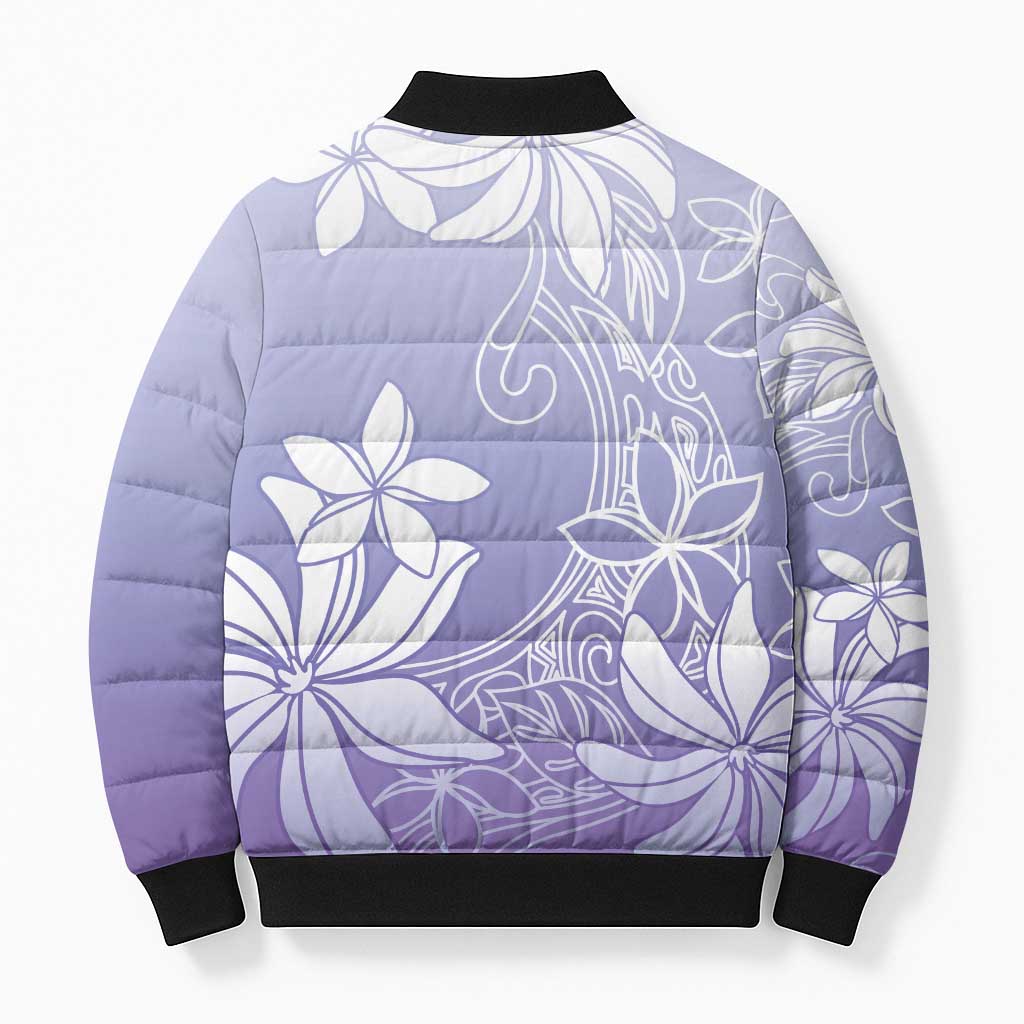 Tiare Tahiti Bomber Puffer Jacket Purple Polynesia Motifs - Polynesian Pride