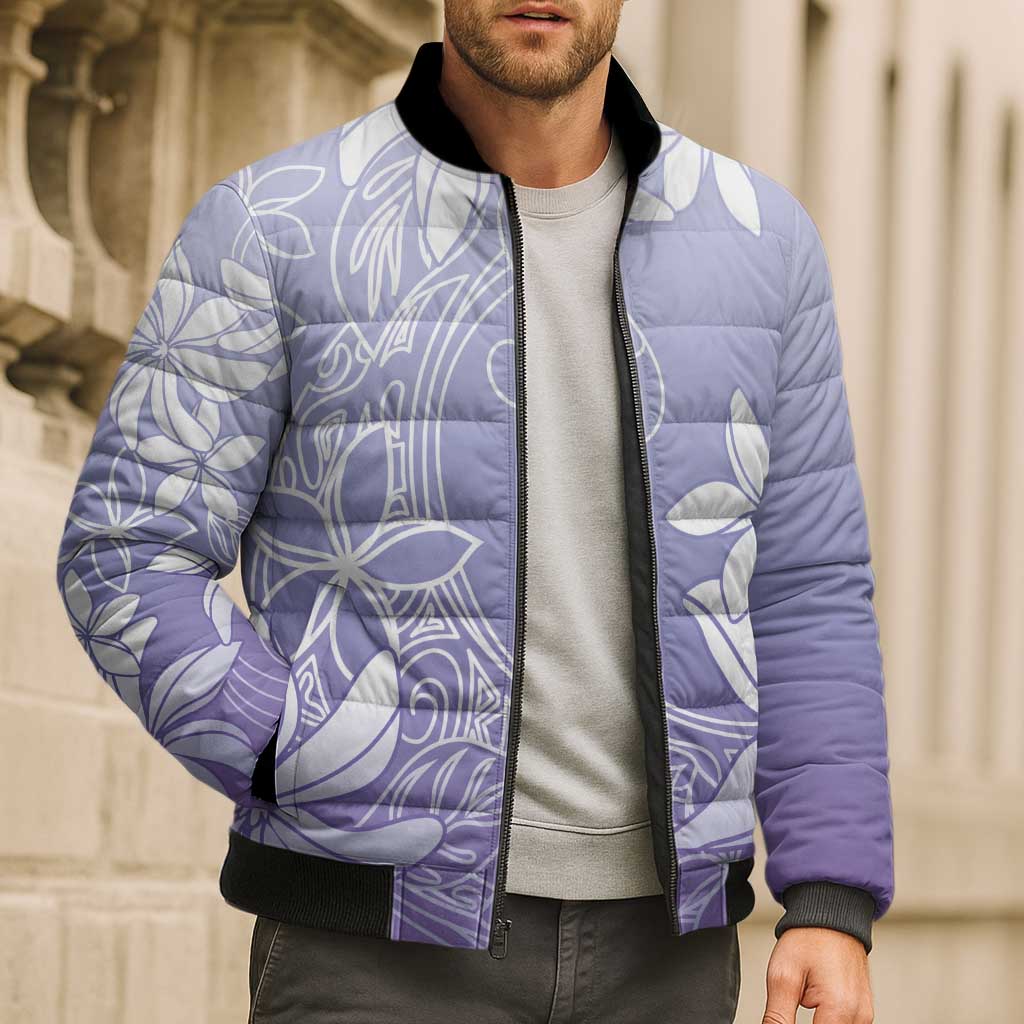 Tiare Tahiti Bomber Puffer Jacket Purple Polynesia Motifs - Polynesian Pride