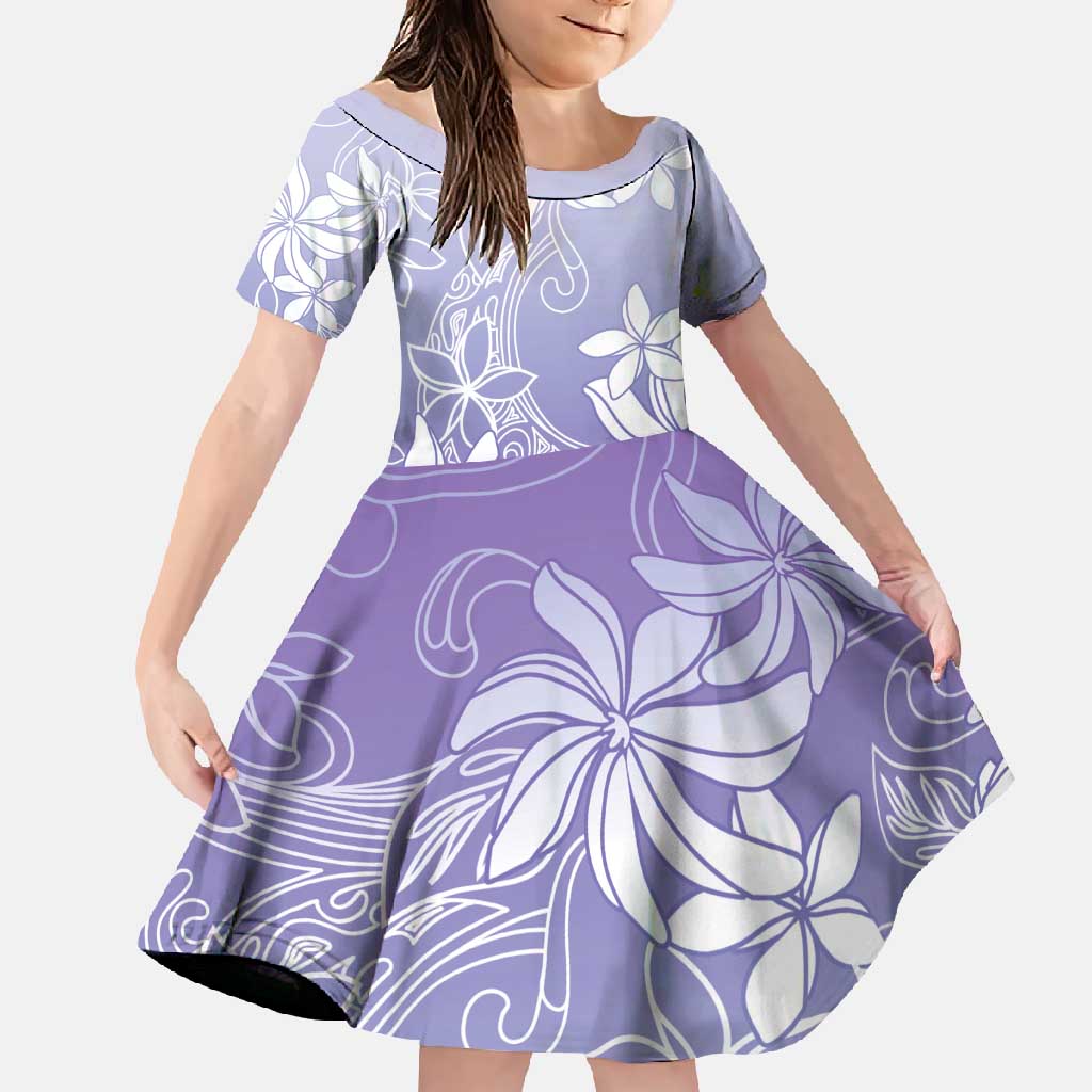 Tiare Tahiti Family Matching Long Sleeve Bodycon Dress and Hawaiian Shirt Purple Polynesia Motifs - Polynesian Pride