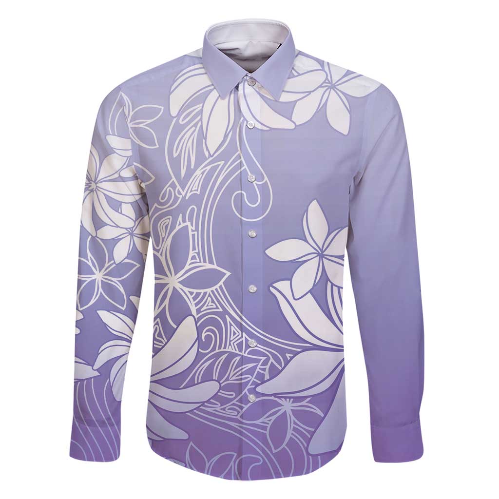 Tiare Tahiti Family Matching Long Sleeve Bodycon Dress and Hawaiian Shirt Purple Polynesia Motifs - Polynesian Pride