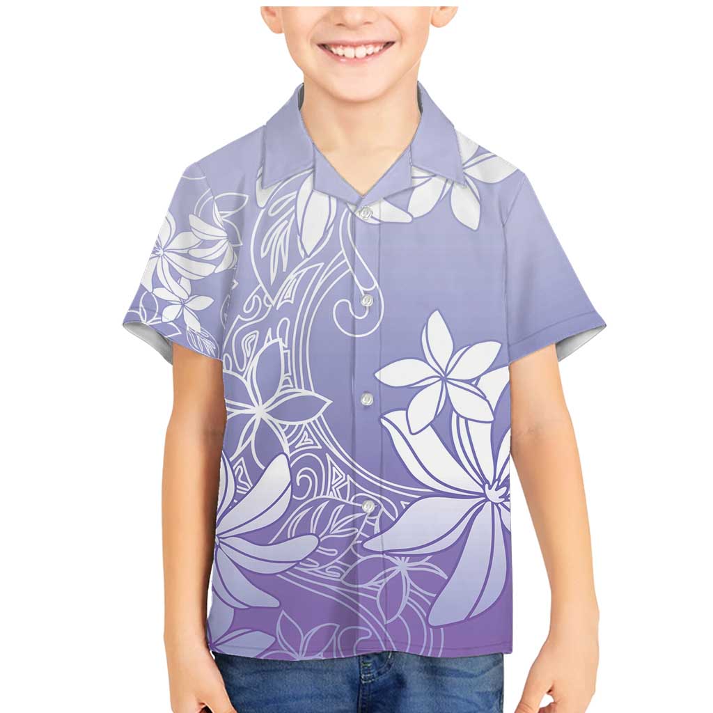 Tiare Tahiti Family Matching Mermaid Dress and Hawaiian Shirt Purple Polynesia Motifs - Polynesian Pride