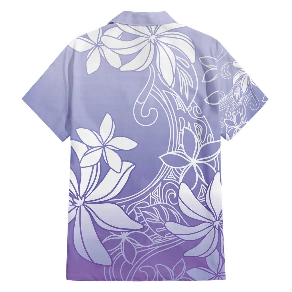 Tiare Tahiti Family Matching Off Shoulder Short Dress and Hawaiian Shirt Purple Polynesia Motifs - Polynesian Pride