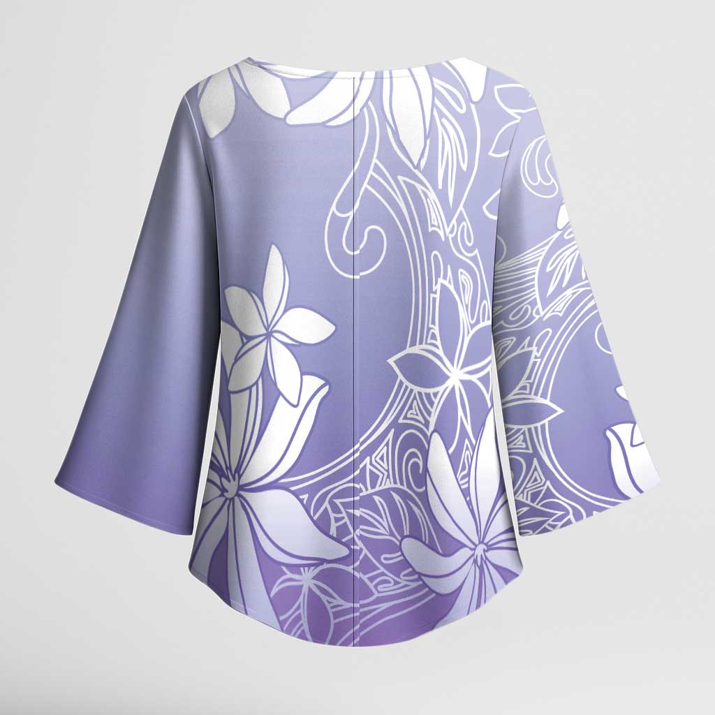 Tiare Tahiti Kimono Sleeve Blouse Purple Polynesia Motifs - Polynesian Pride