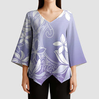 Tiare Tahiti Kimono Sleeve Blouse Purple Polynesia Motifs - Polynesian Pride