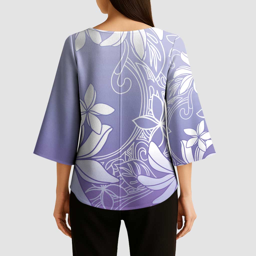 Tiare Tahiti Kimono Sleeve Blouse Purple Polynesia Motifs - Polynesian Pride