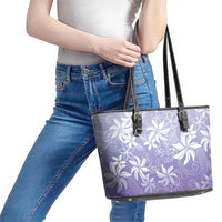 Tiare Tahiti Leather Tote Bag Purple Polynesia Motifs - Polynesian Pride
