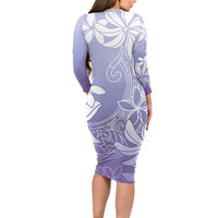 Tiare Tahiti Long Sleeve Bodycon Dress Purple Polynesia Motifs - Polynesian Pride