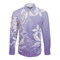 Tiare Tahiti Long Sleeve Button Shirt Purple Polynesia Motifs - Polynesian Pride