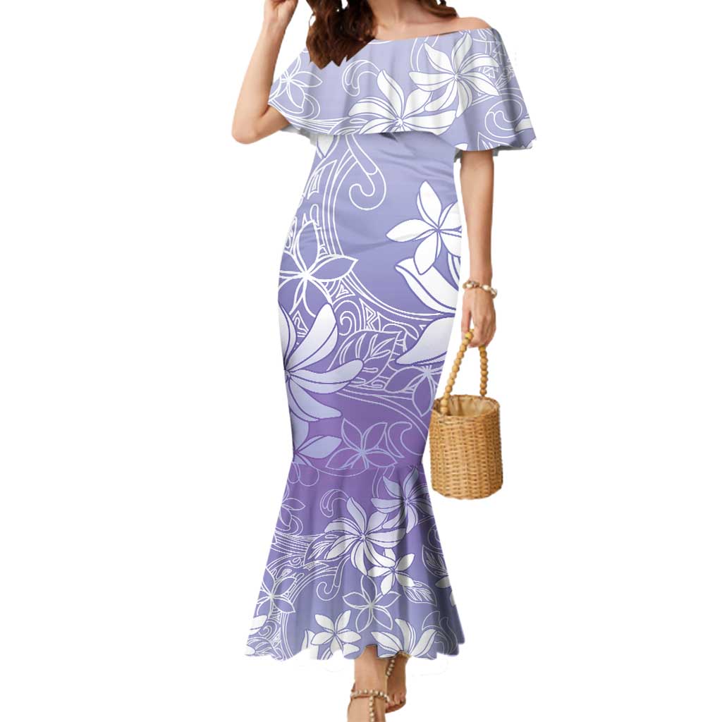 Tiare Tahiti Mermaid Dress Purple Polynesia Motifs - Polynesian Pride