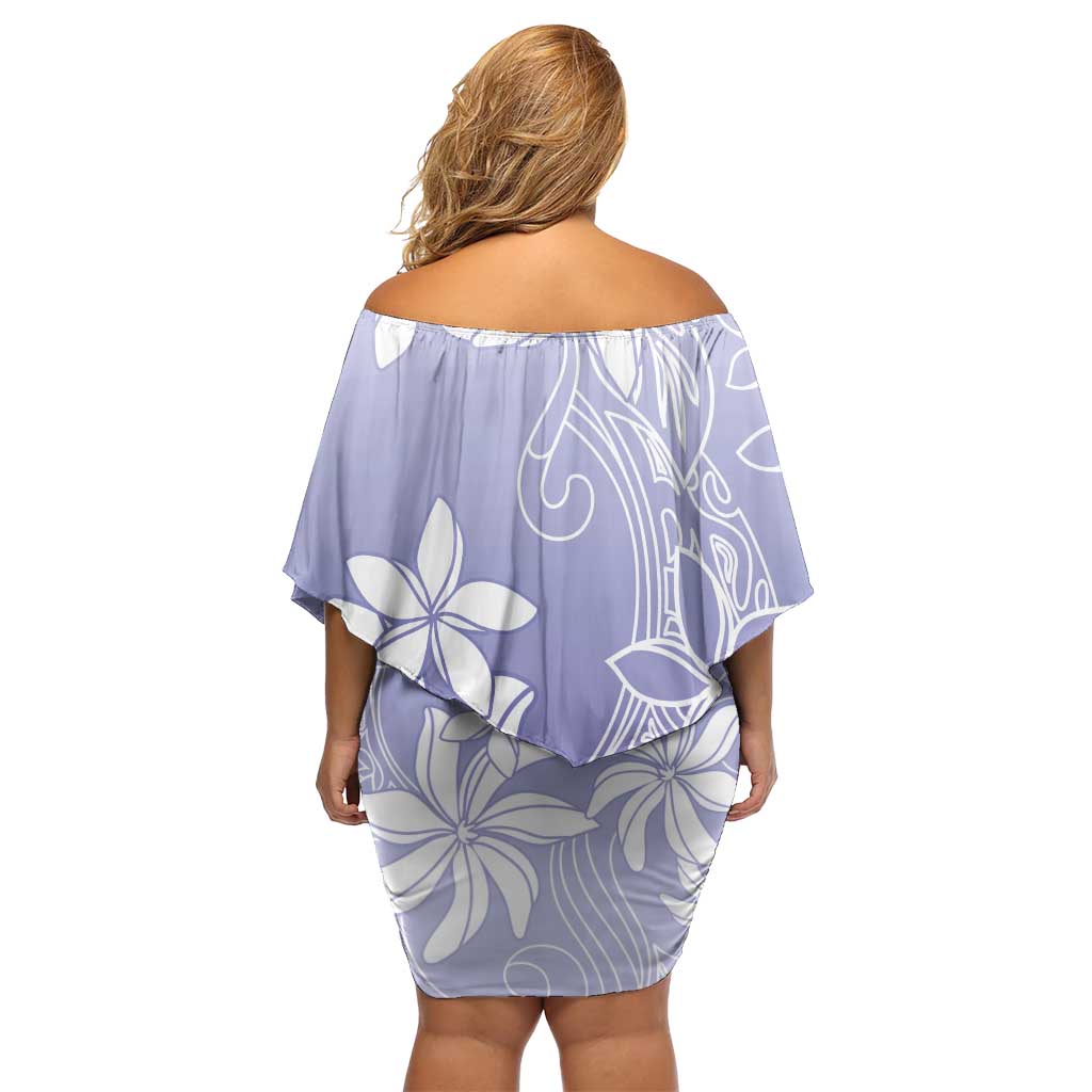 Tiare Tahiti Off Shoulder Short Dress Purple Polynesia Motifs - Polynesian Pride