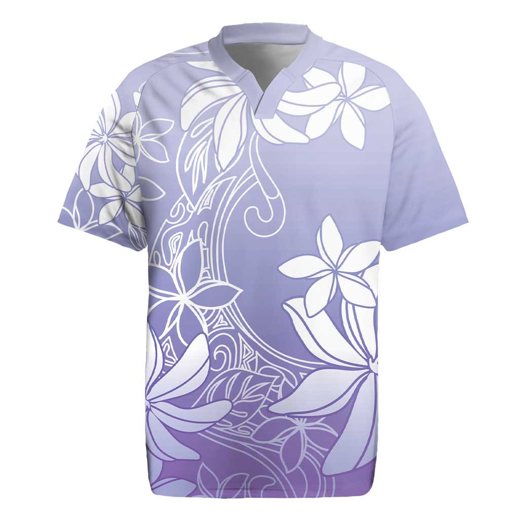 Tiare Tahiti Rugby Jersey Purple Polynesia Motifs - Polynesian Pride