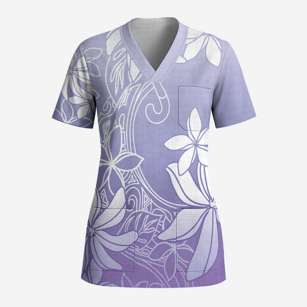 Tiare Tahiti Scrub Top Purple Polynesia Motifs - Polynesian Pride
