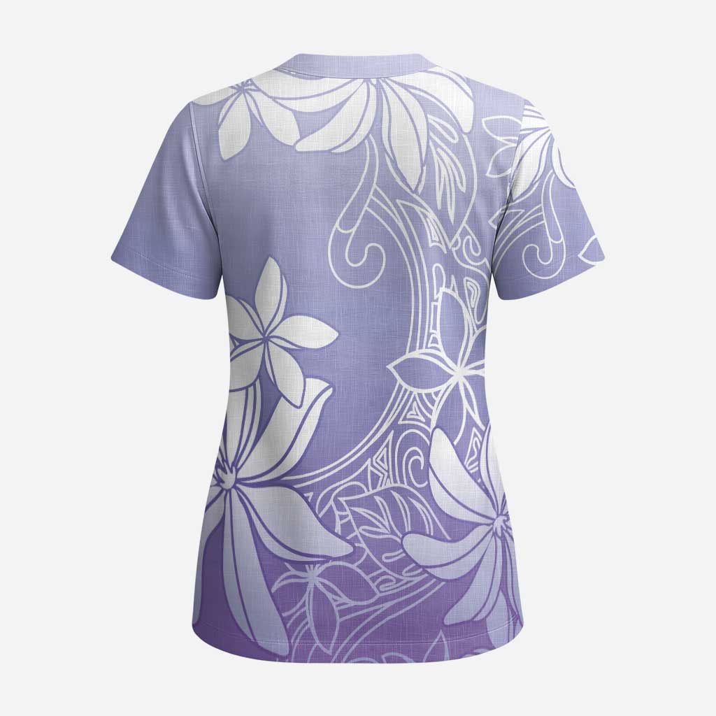 Tiare Tahiti Scrub Top Purple Polynesia Motifs - Polynesian Pride