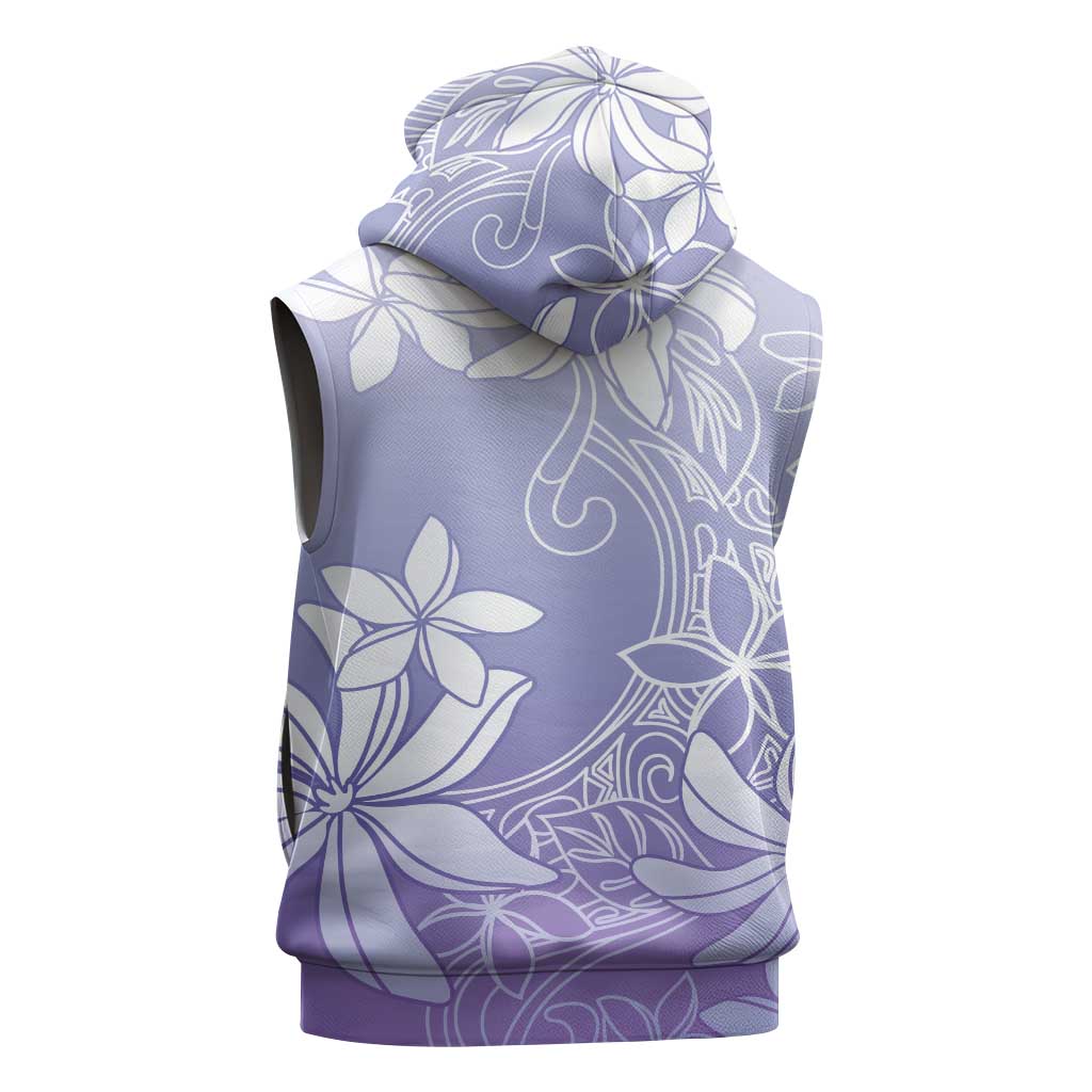 Tiare Tahiti Sleeveless Hoodie Purple Polynesia Motifs - Polynesian Pride