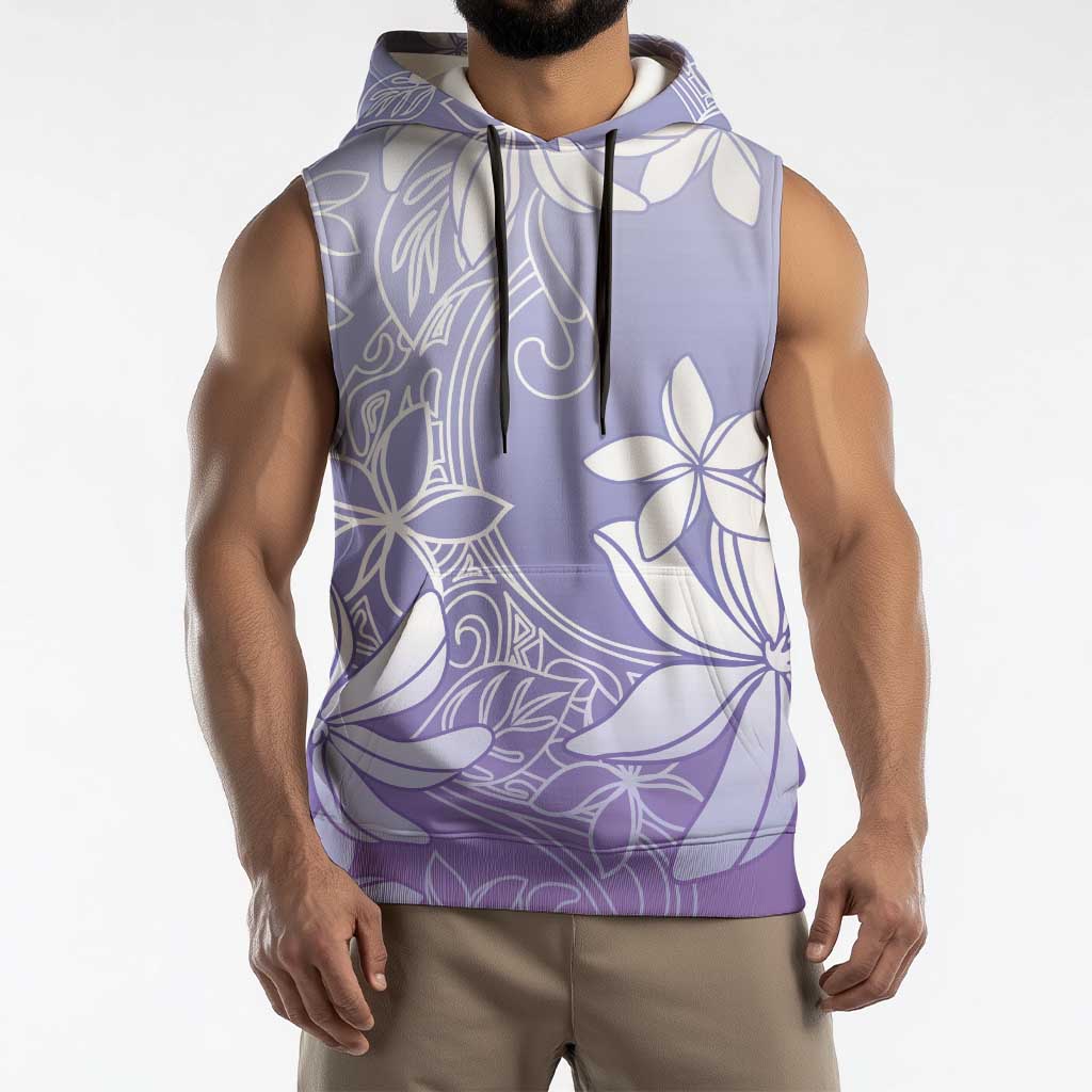 Tiare Tahiti Sleeveless Hoodie Purple Polynesia Motifs - Polynesian Pride