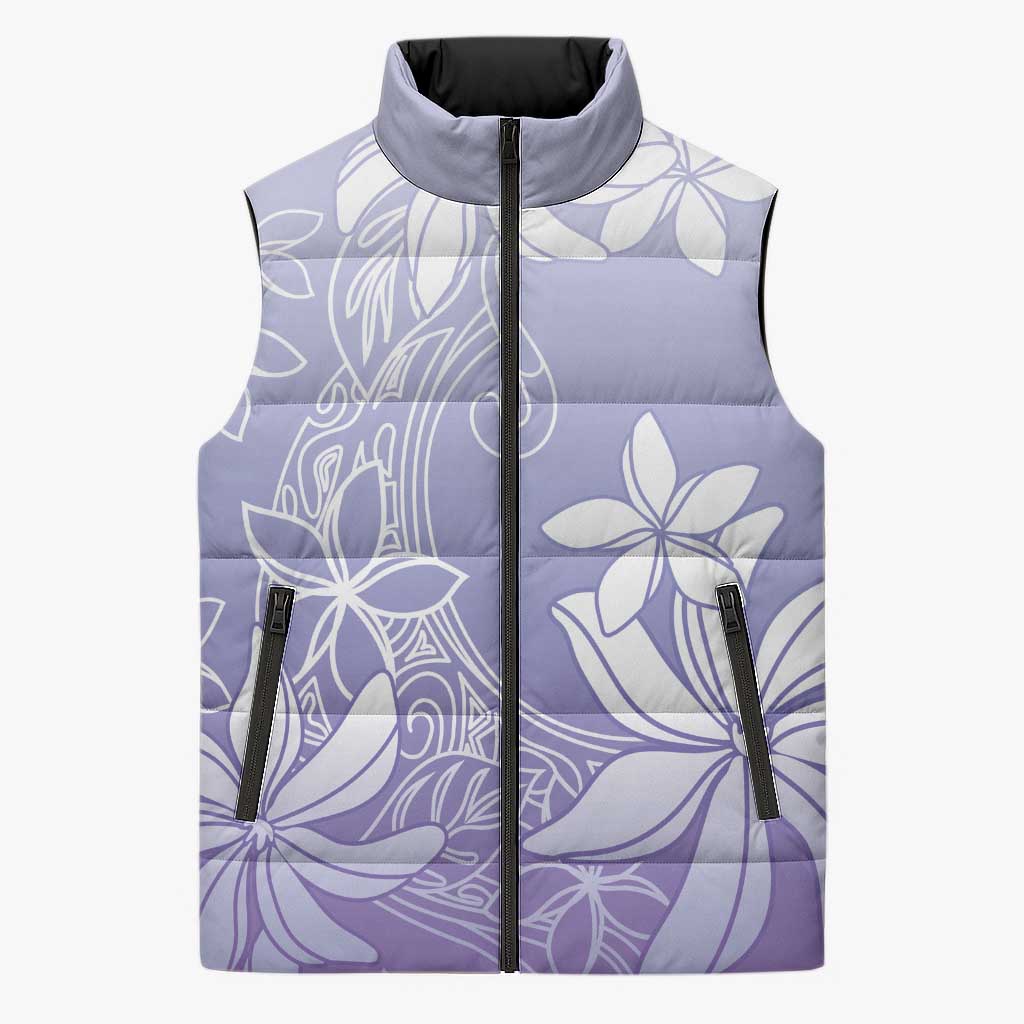 Tiare Tahiti Sleeveless Puffer Jacket Purple Polynesia Motifs - Polynesian Pride